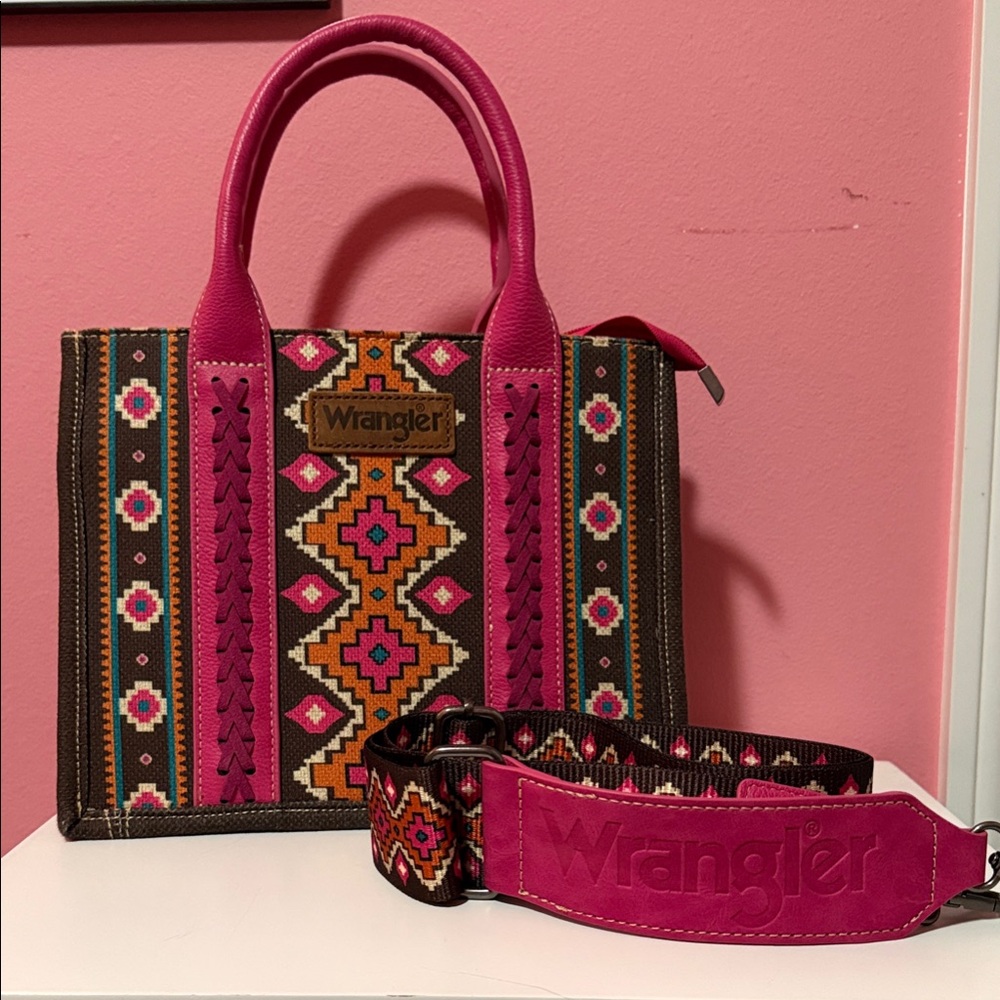 Wrangler Vibrant Pink and Brown Tote